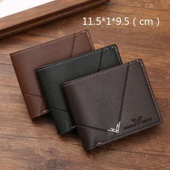 Men's Slim Money Clip Wallet Credit Card ID Holder Casual Male Leather Short Multi Card Holder Purses Business Man Bifold Wallet 6