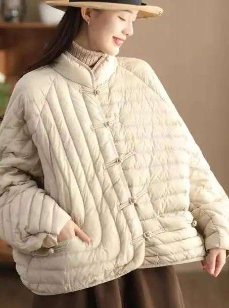 Women 90% Ultra Light White Duck Down Jacket Oversize Loose Causal Short Puffer Coat Autumn Winter Vintage Female Parkas