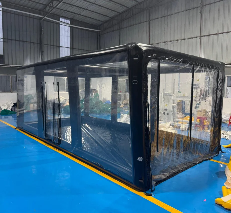 Wysokiej jakości przezroczysty namiot dmuchany fabrycznie wykonany na zamówienie z PVC, przezroczysty namiot dmuchany typu bubble, namiot dmuchany do samochodu.