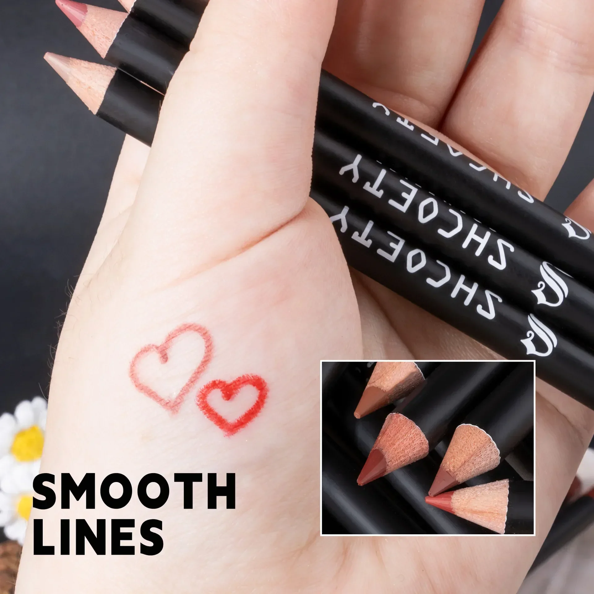 12-kleuren matte liplinerset, premium waterdichte gladde lippotloden, langdurige naaktvoering lippenstift voor het definiëren en vullen van lippen