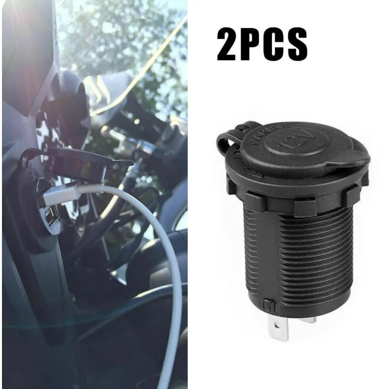2pcs 12V Car Interior Cigarette Lighter Socket Waterproof Outlet Charger Power Adapter Plug Motorbike Boat Vehicle Accessories