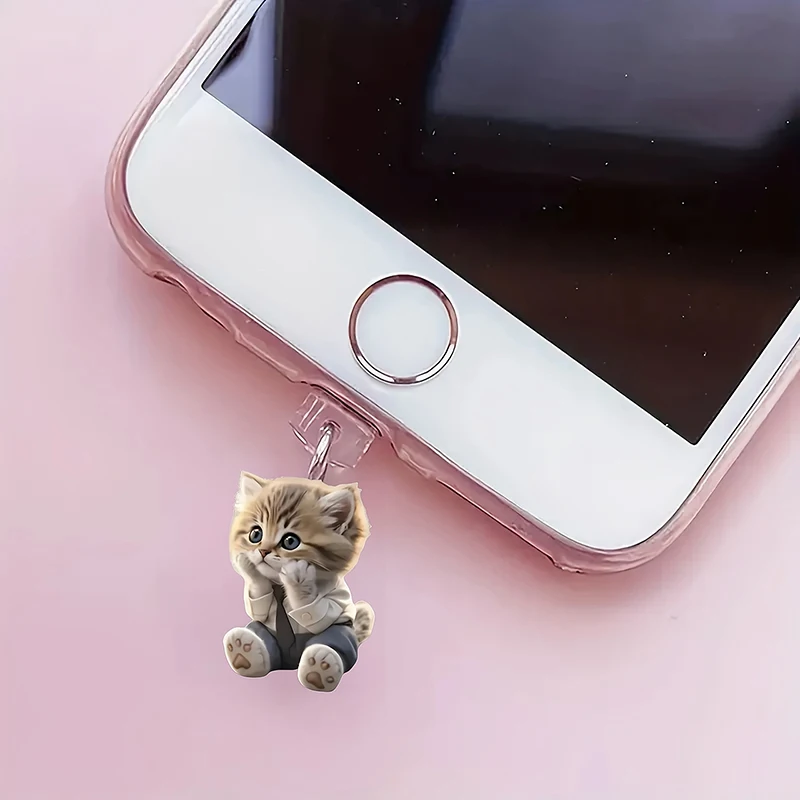 الهاتف المحمول الغبار التوصيل قلادة لطيف القط الكلب الديكور قلادة معلقة لمنفذ شحن نوع C المكونات المضادة للغبار