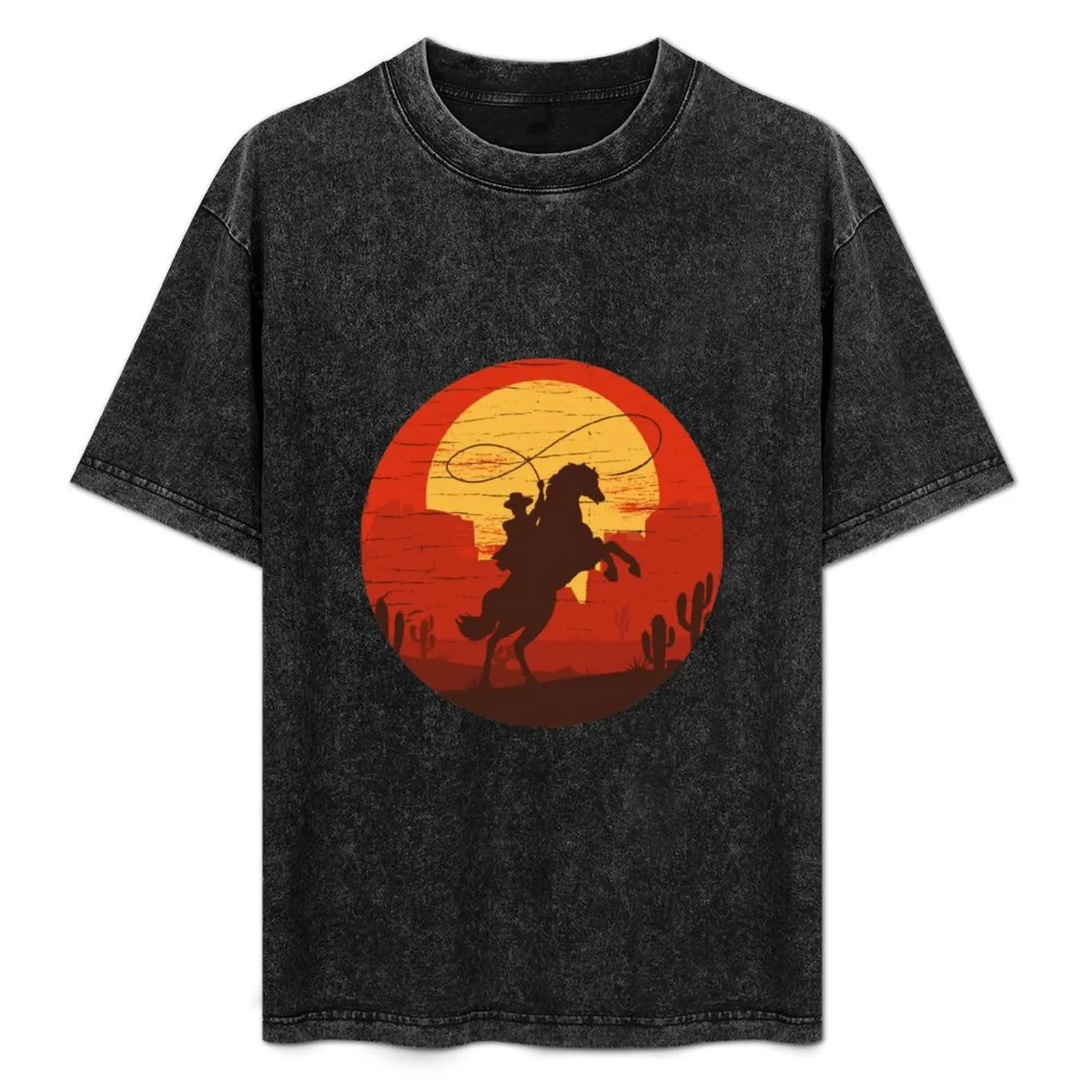 

Cowboys of the Wild West - Riding Solo T-Shirt Basic Short Sleeve T-Shirt for Men