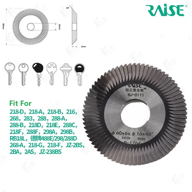 Levante HJ-0111 fresa de ângulo de aço duro 60x6x16 para 218f 288f 298a 298b rb18l 268a 218g 218f 2ba 2as máquina de corte de chave