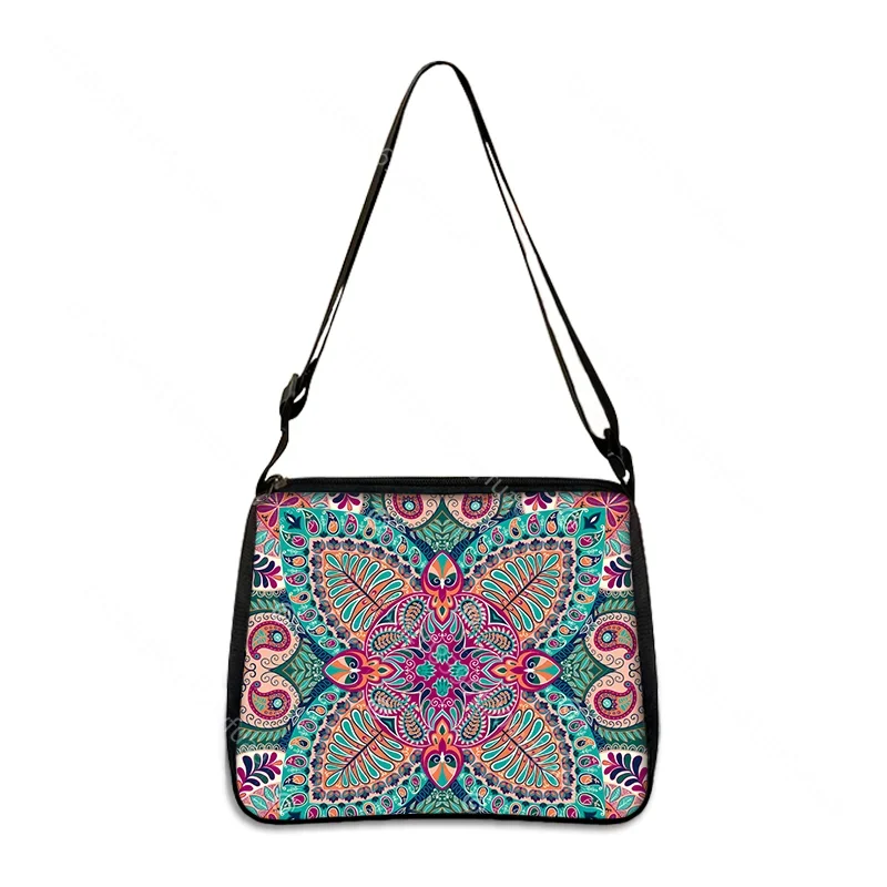 Bolso de hombro bohemio con Mandala para mujer, bolso de mano con flores étnicas geométricas, bolso de compras para mujer, bolsos de viaje para playa