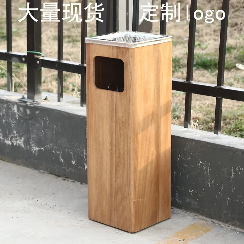 Creative Solid Wood Trash Can Large Capacity Waste Basket for Living Room Hotel B&B Household Commercial Use Wholesale Retail