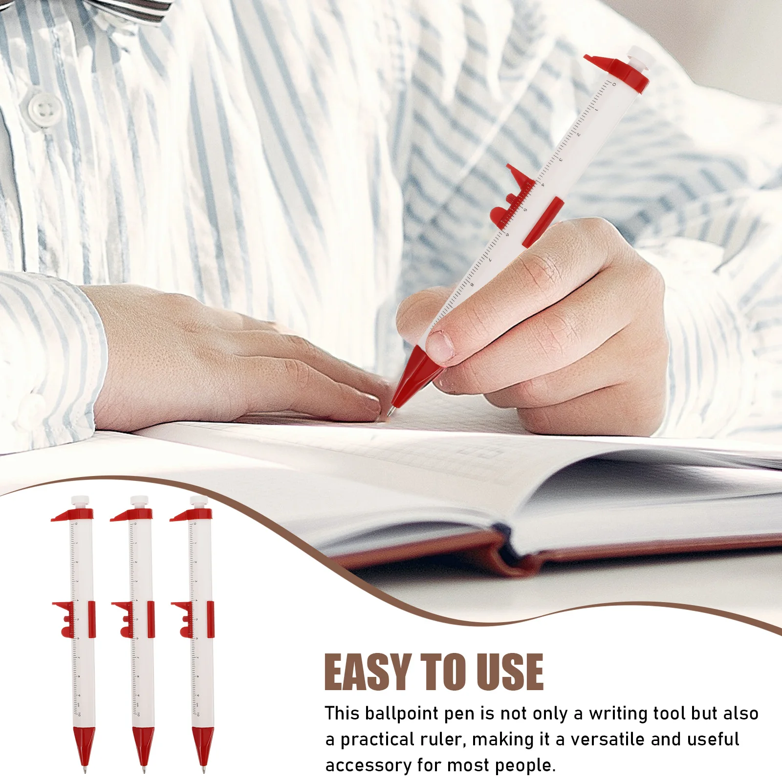

5pcs Caliper Ballpoint Pens 0 100mm Plastic Creative Student Gifts Red Writing Engineering Tools Portable Study Aid