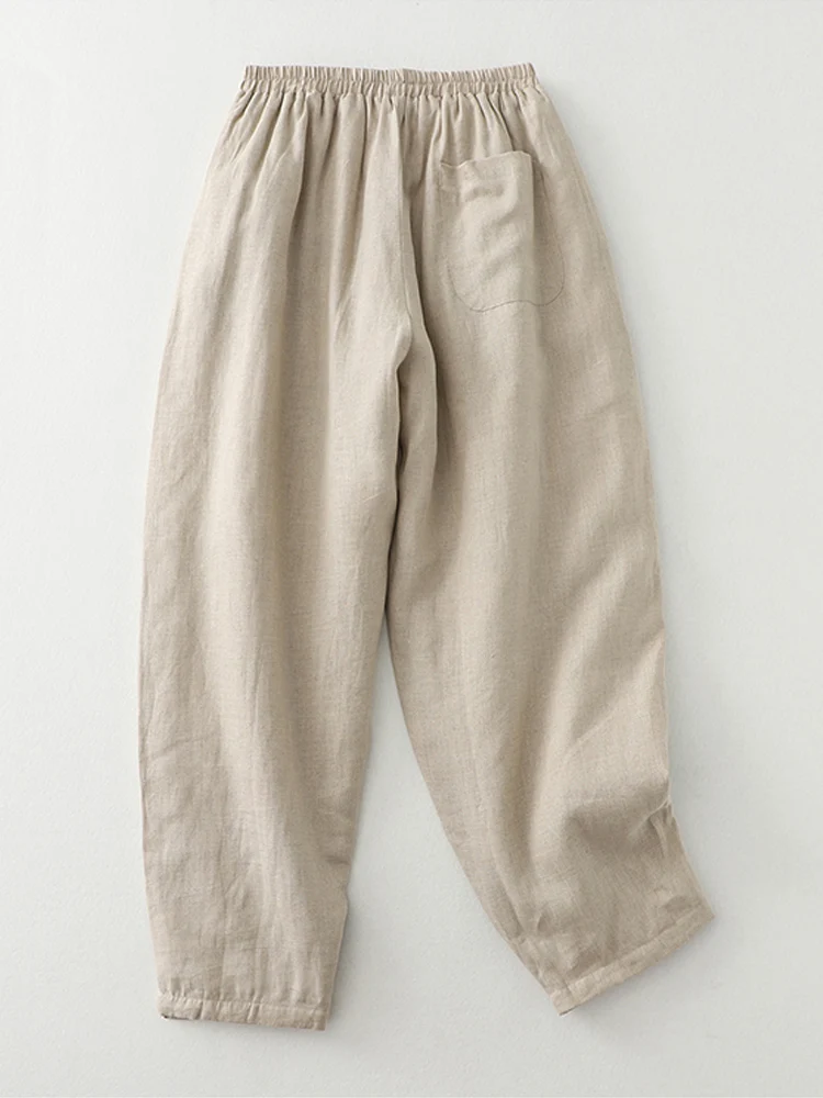 Pantalones de pierna ancha para mujer, ropa de abrigo de gran tamaño, gruesa y cálida, de algodón, Vintage, minimalista, invierno, 2024