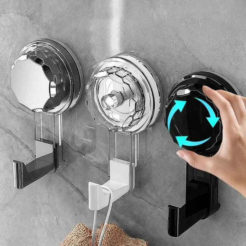 Black Vacuum Hooks Powerful Suction Cup Reusable Storage Hook Heavy Duty Bathroom Kitchen Hanger Traceless Clothes Wall Hook
