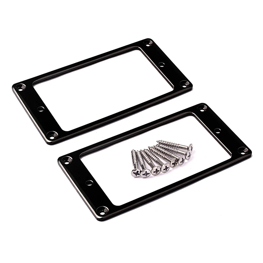 

2pcs Flat Metal Humbucker Pickup Mounting Rings Frame Mounting Ring Flat Base Pickup Frame with Screws 92x46mm (Black)