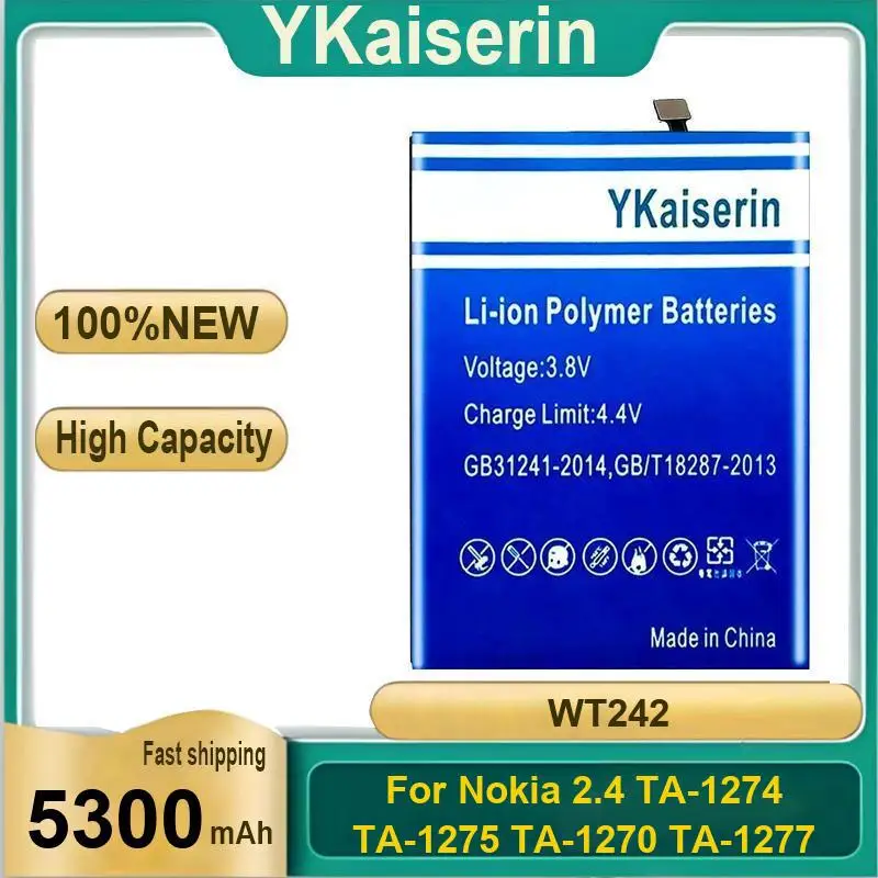 

Mobile Phone Battery WT242 Fast Shipping 5300Mah Rapid Charging For Nokia 2.4 TA-1274 TA-1275 TA-1270 TA-1277