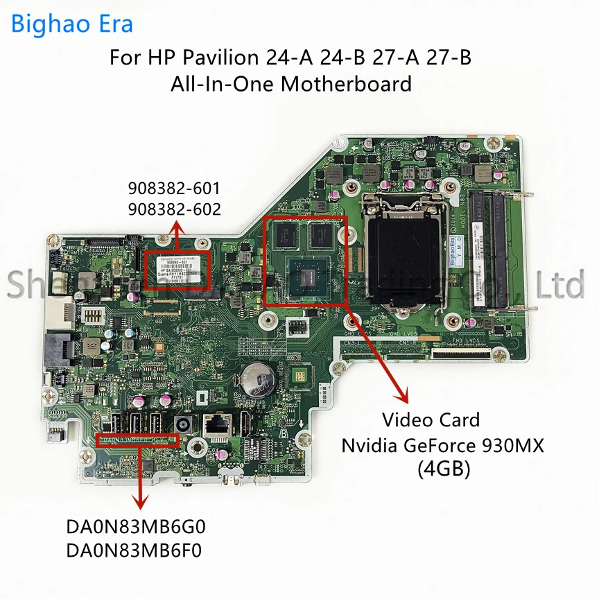 Imagem -02 - para hp Pavilion 24-a 24-b 27-a 27-b Motherboard Aio com 930mx 2gb 4gb Placa de Vídeo 908382601 908382-602 Da0n83mb6f0 Da0n83mb6g0