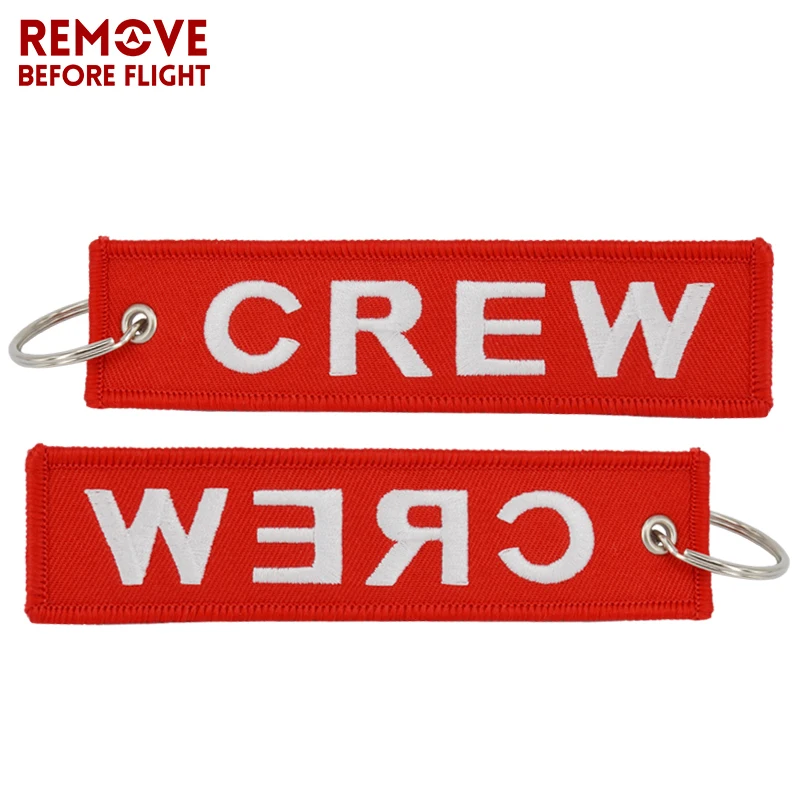 5PCS CREW Embroidery Keychain Aviation Gifts School Bag Car Key Accessories Pendant Trinket Gift Keyrings Fit Men Boy Keys