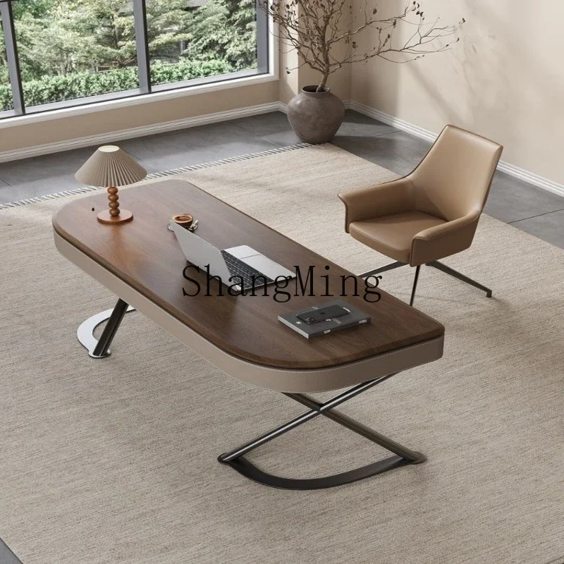 

SM light luxury modern simple industrial style home study simple manager table walnut desk