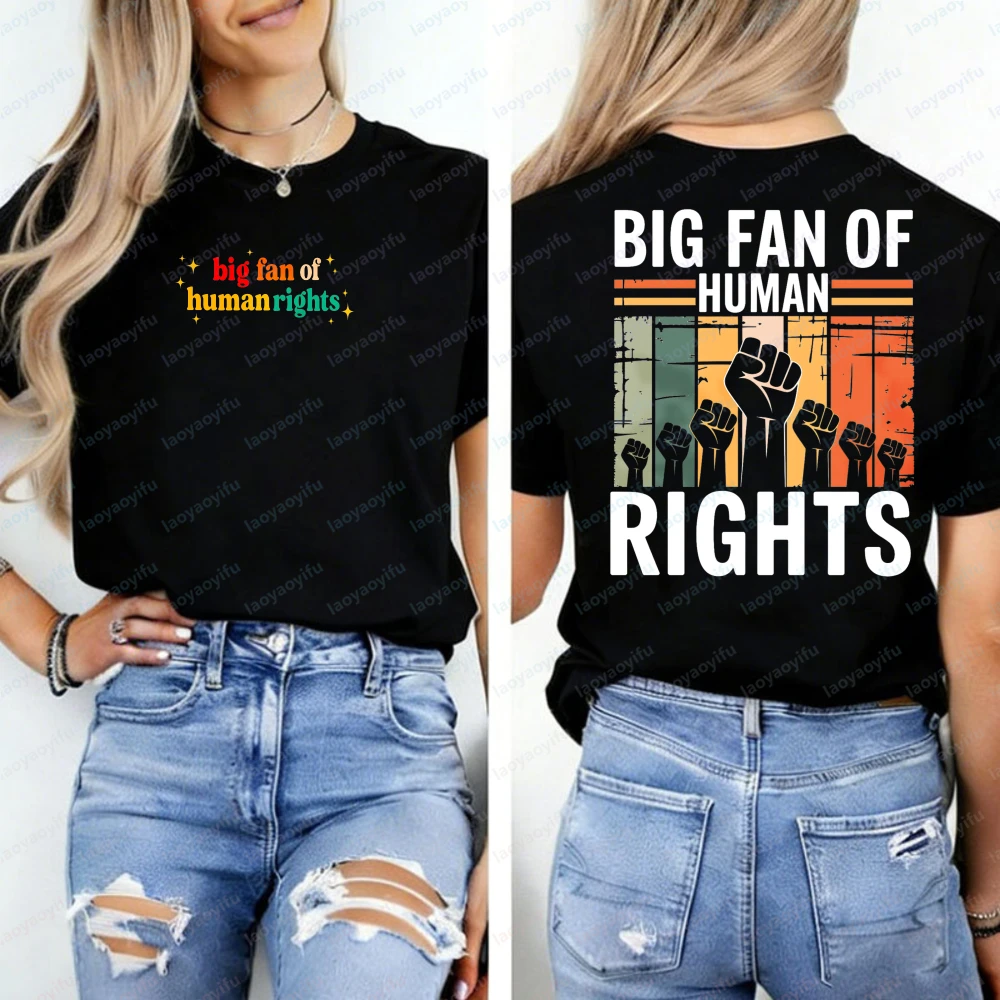 Human Rights Activist Cotton T-Shirt Equality Protest Retro Graphic Tee Y2k Top Harajuku Women Clothing Graphic T Shirts Tops