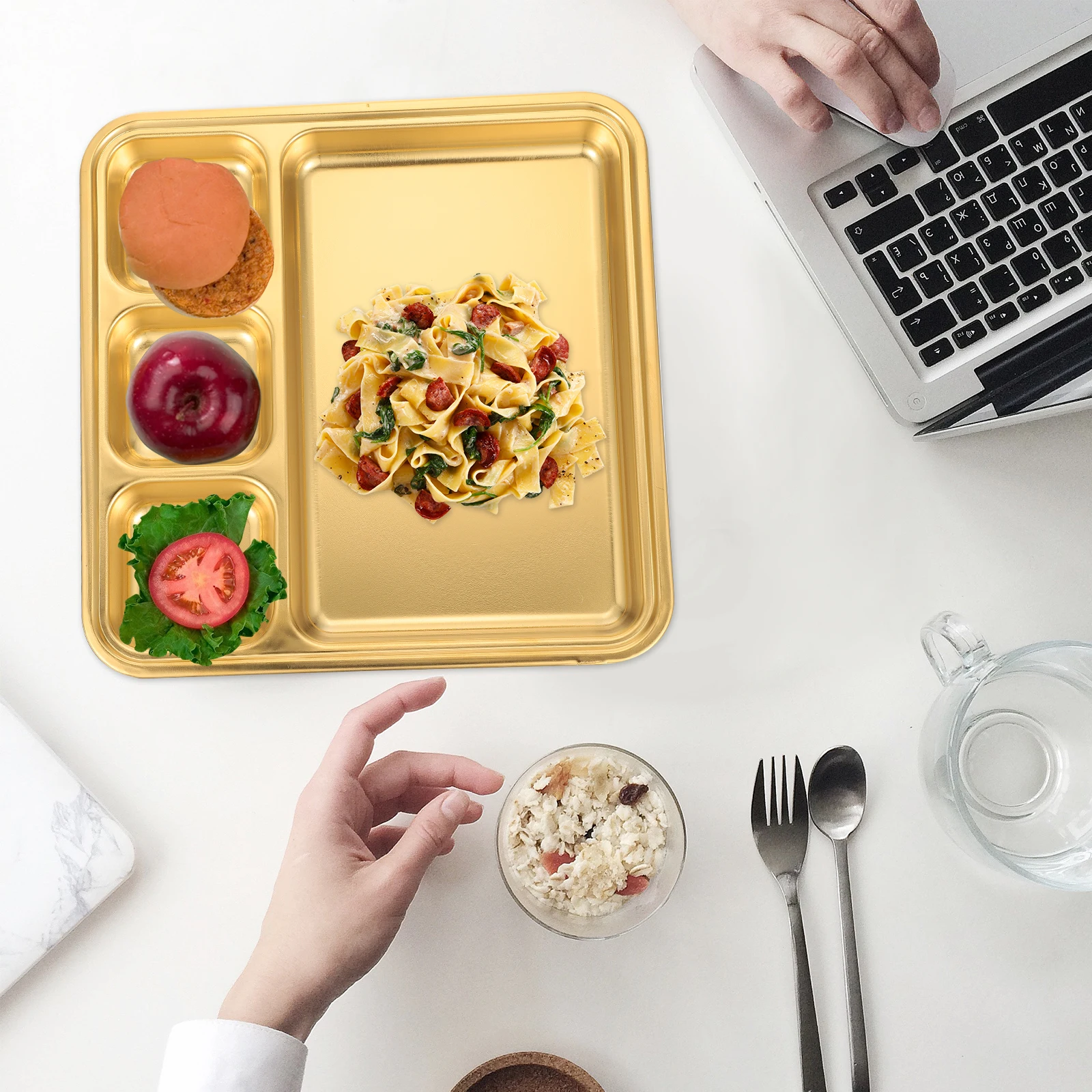 

Stainless Steel Divided Plate 12cm Golden Baby Food Serving Tray Cheese Dinner Child Dumpling Breakfast Plates Portion Control