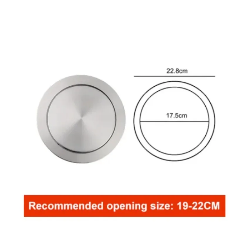 Round Stainless Steel Flap Flush Recessed Built-in Balance Swing Flap Lid Cover Trash Bin Garbage Can Kitchen Counter Top