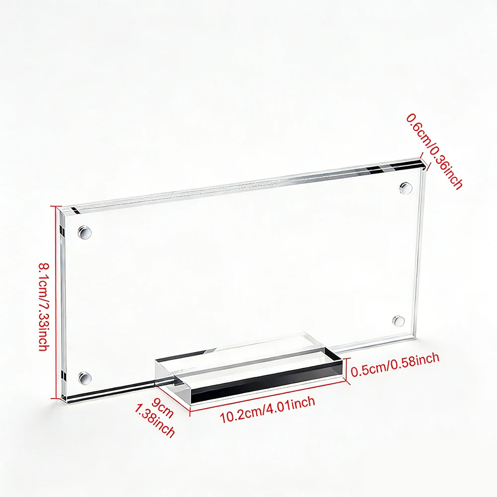 Two-Sided Acrylic Display Frame for Currency Stamps Photos and Documents with Base Support and Space-Saving Dimensions