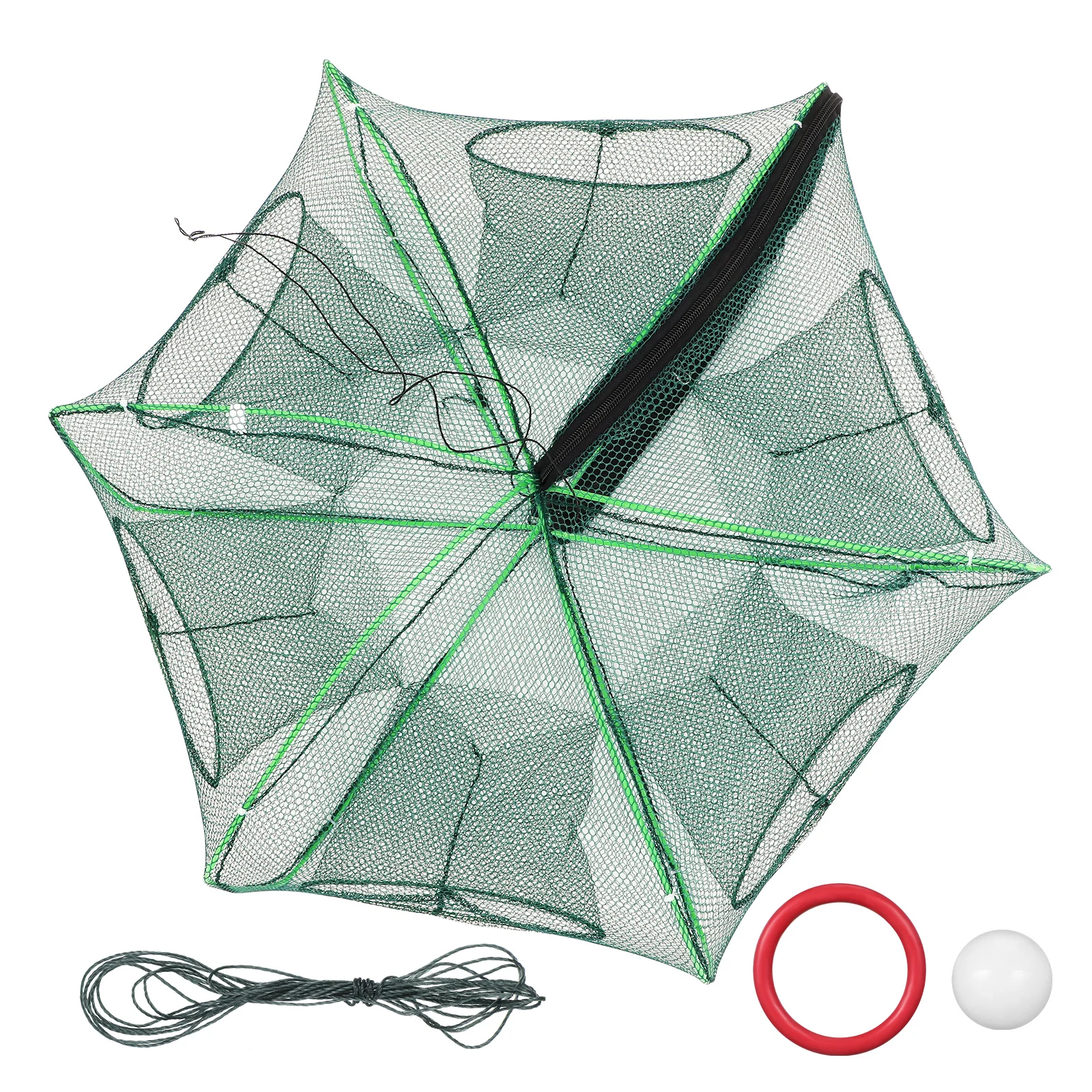 

6-Hole Foldable Fishing Net Small Folding Prawn Trap Portable Crab Net for Fishing Rivers Lakes Seaside Minnow Trap