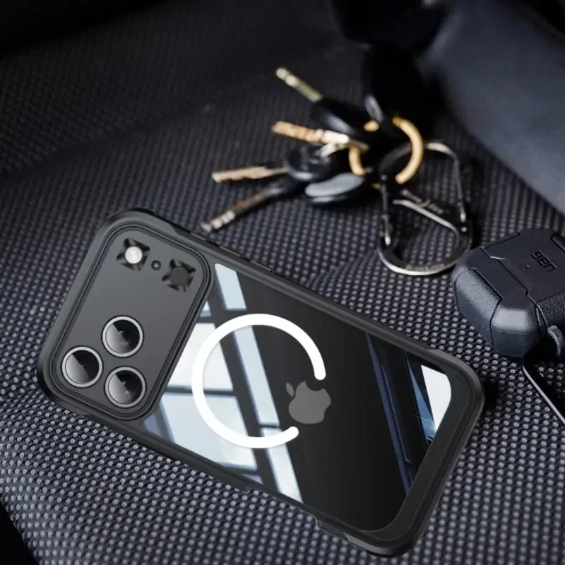 حافظة هاتف مغناطيسية كاملة مقاومة للصدمات 360 لهاتف Magsafe iPhone 17 17 Air 16 Pro Max شحن لاسلكي خارجي ثلاثة دفاعات Fundas