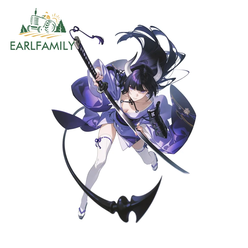

EARLFAMILY Japanese Oni Girl Car Stickers Attractive Cool Practise Swordplay Picture Rear Windshield Decals Vinyl Car Styling