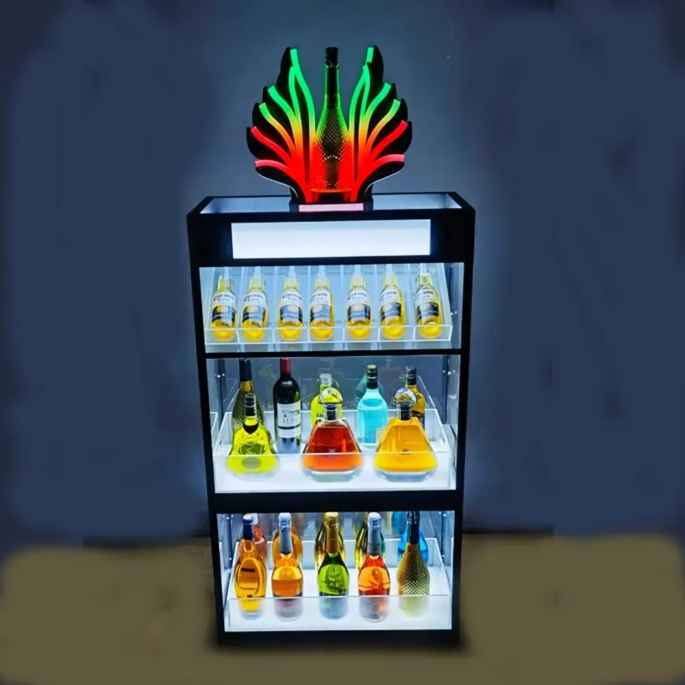 

Four-layer Champagne Wine Rack Light Emitting Diode Charging Bar Light Creative KTV Multi-layer Removable XO Wine Cabinet