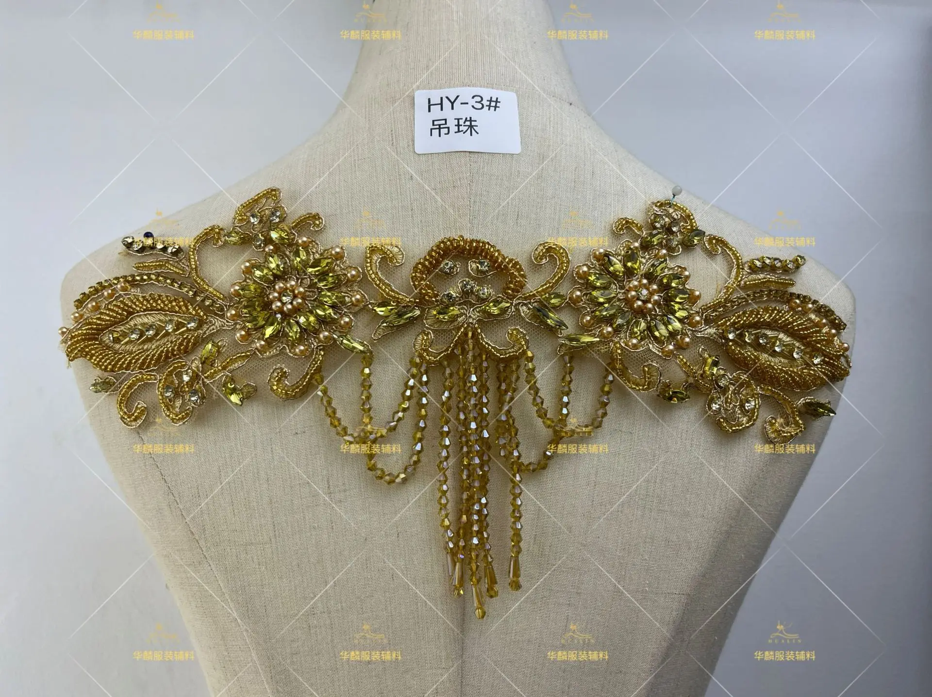 11 色手作りダイヤモンドバスト素材イブニングドレスネック生地高級タッセルビーズクリスタルクラウン形状アパレル装飾