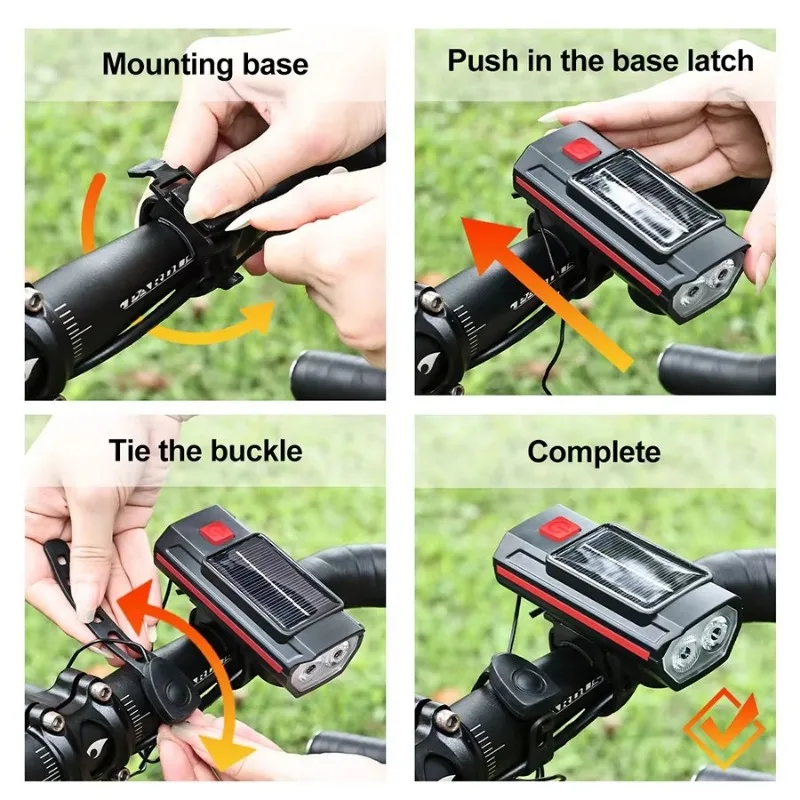 Bicycle Headlight with Horn 120DB Horn Solar Charging Ultralight Bike Headlight MTB Road Bike Front Lamp Flashlight Bike Light view 5