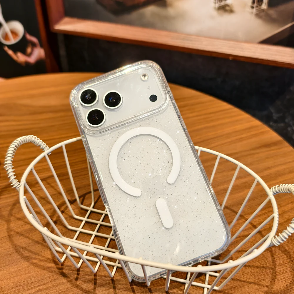 حافظة هاتف محمول لهاتف iphone17/16ProMax مغناطيسية مرصعة بالنجوم ومضادة للخدش، 17 حافظة حماية مغناطيسية عالية النفاذية.