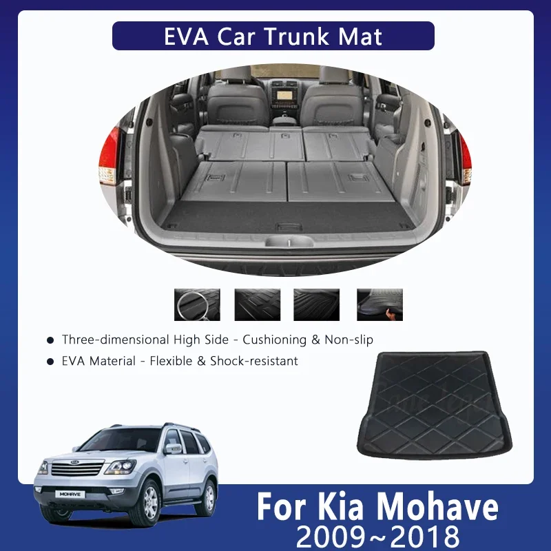 

Car EVA Rear Trunk Mat For Kia Mohave Borrego HM 2009~2018 Waterproof Leather Trunks Storage Pads Cargo Carpets Auto Accessories