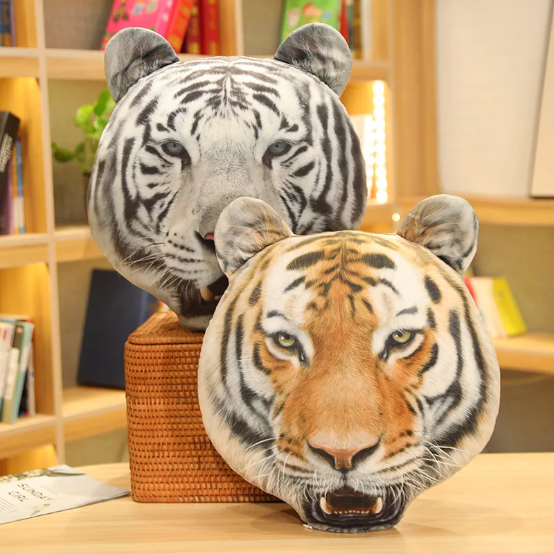 Artificial Tiger Head Plush Toys Imitation Office Sofa Back Chair Stuffed Cushion Emulational Funny Sleeping Plush Pillow