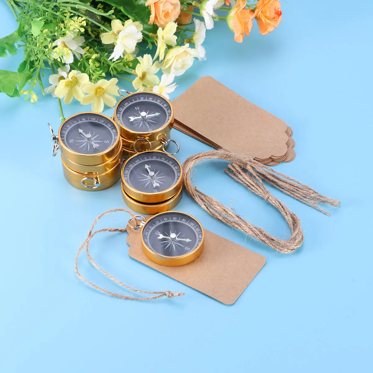 10Pcs High Quality Metal Compass Pendant Pocket Compass Mini Portable Party Favor Wedding Decoration Keychain Bag Charm
