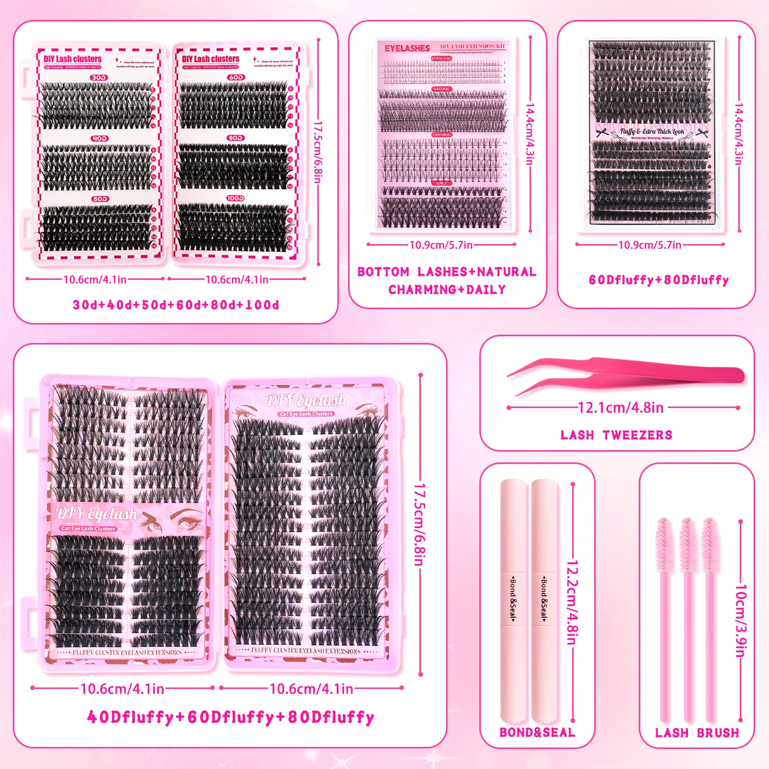 가짜 속눈썹 연장 키트 (선물 상자 포함!) 다양한 스타일이 너무 많아요, 어떤 상황에도 자유롭게 믹스 앤 매치할 수 있어요!