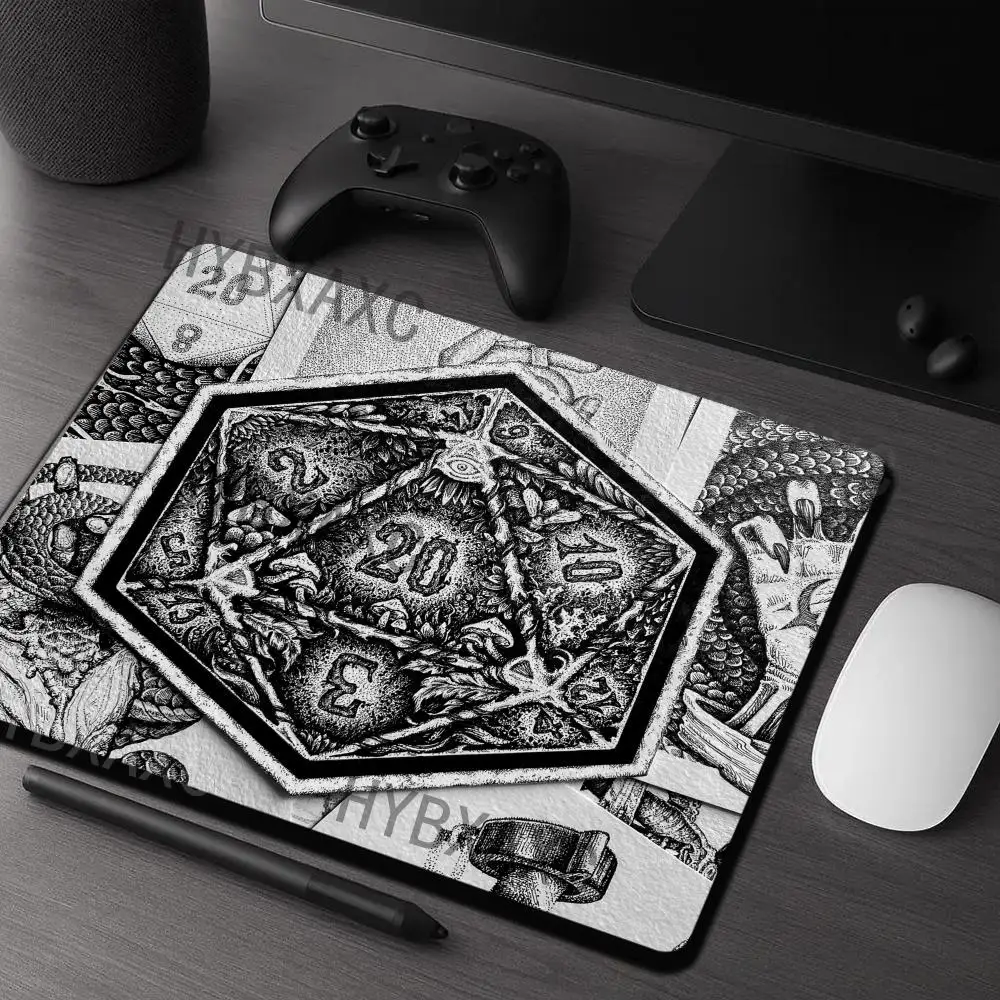 

HYBXAXC D-Dungeons and D-Dragons D20 Dice Small Mouse Pad Rubber Base Desk Mat for TTRPG Fans and Gamers Aesthetic Keyboard