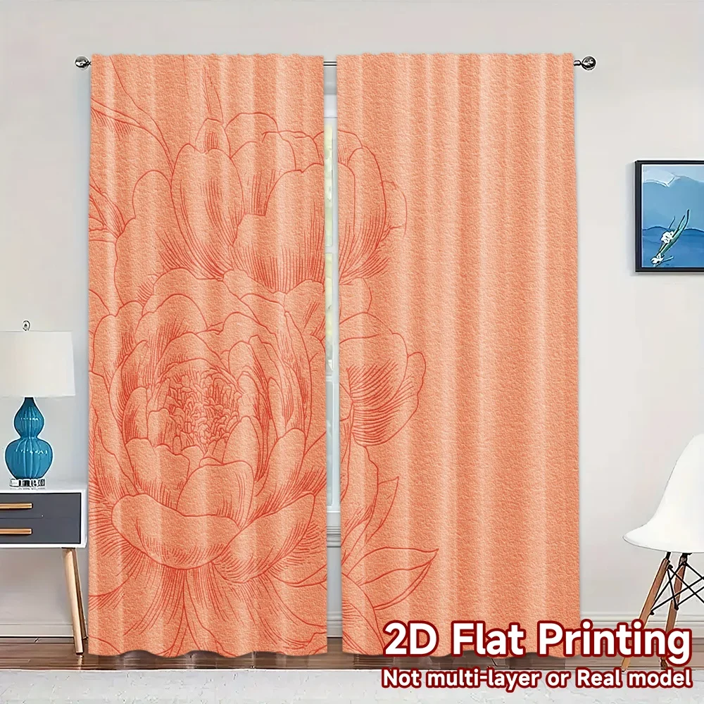 Impresión plana 2D Cortinas de 2 piezas (sin varilla) Elegancia floral en rosa (2) Cortinas navideñas de abril Fools is Day Cortinas de poliéster