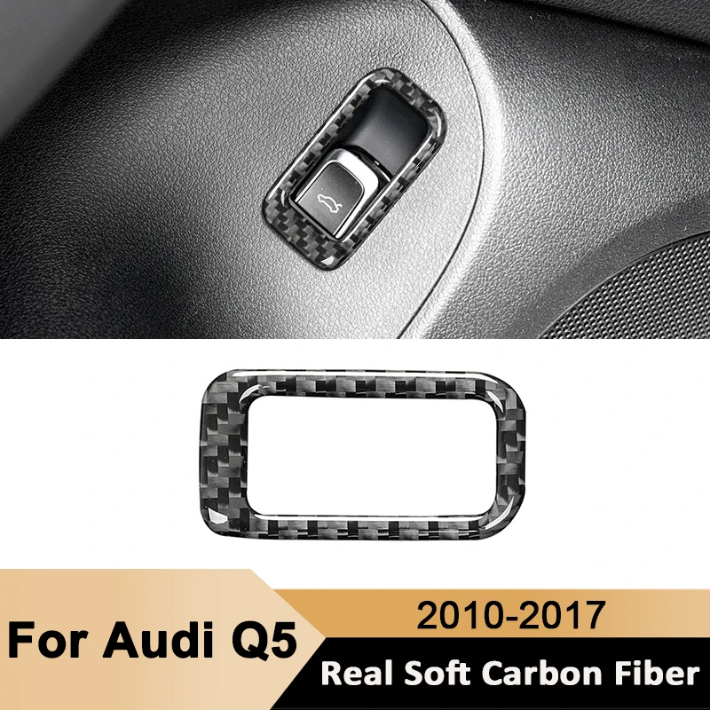 

For Audi Q5 2010-2017 Carbon Fiber Car Rear Trunk Switch Button Trim Frame Decorative Sticker Auto Interior Accessories
