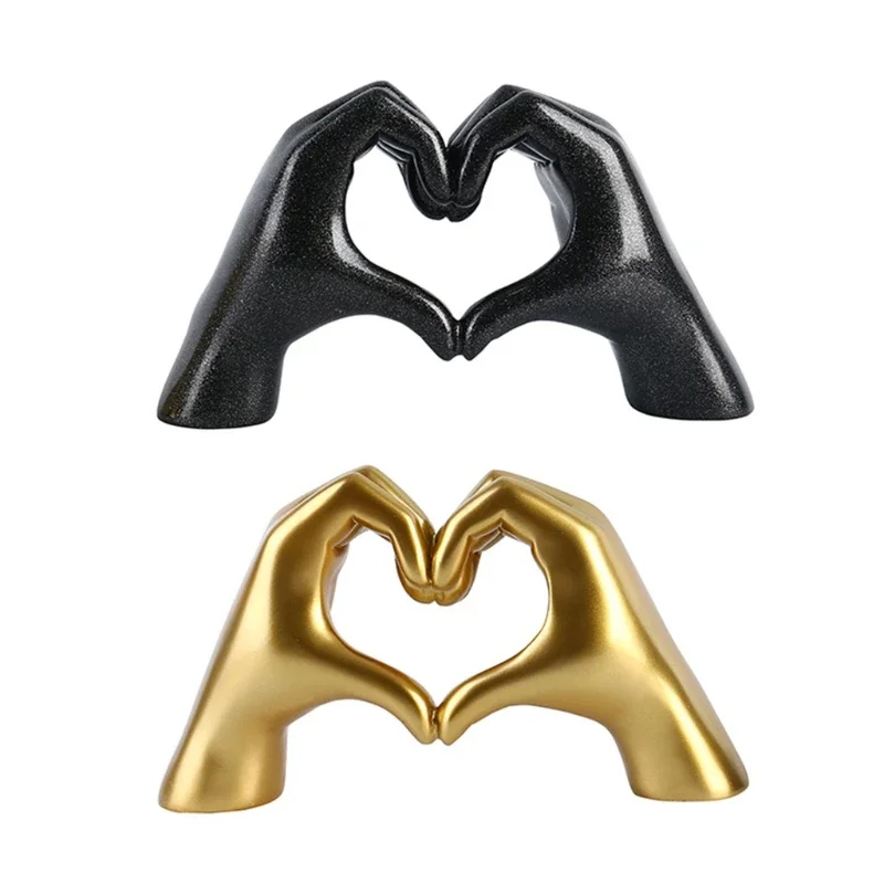 Nordic Style Heart Gesture Sculpture Resin Abstract Hand Love Statue Figurines Wedding Home Living Room Desktop Ornaments