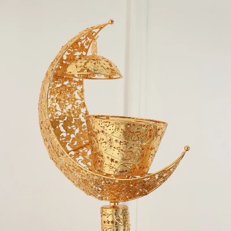 Vertical Moon Shaped Metal Incense Burner Large Wrought Iron Home Decor Ornament Light Luxury Exquisite Design for Living
