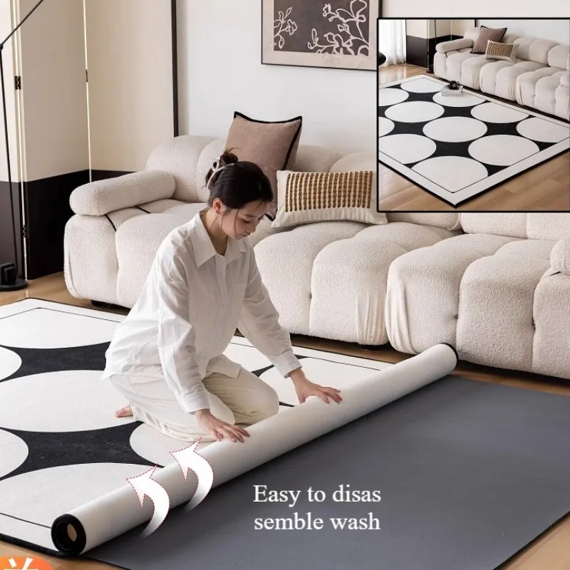 

Living Room Carpet Machine Washable Removable Non-slip Bedroom Bedside Plush Rug Double-layer Cloakroom Soft Floor Mats 거실 카펫