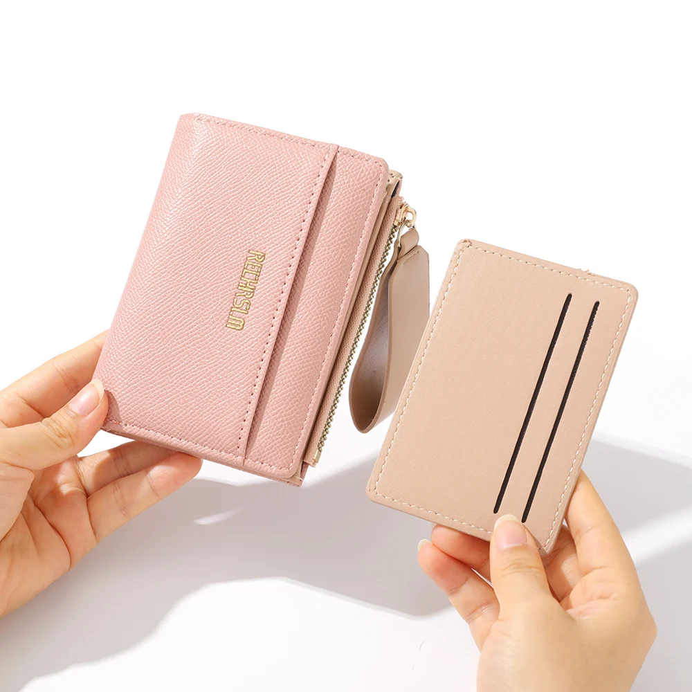 Fashionable Large Capacity Ladies Wallet Double Fold Design Compact Organizer Zipper Short for Women