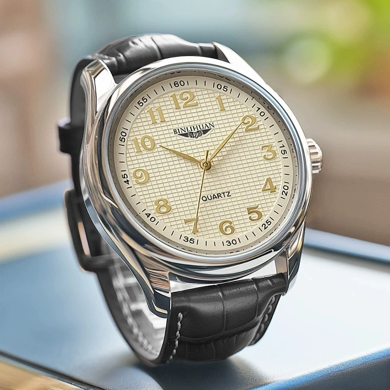 New Fashion Luxury Man Higt Quality Leather Watch Men Business Quartz Watches Students Wristwatches Gifts Male Casual Clock Hot