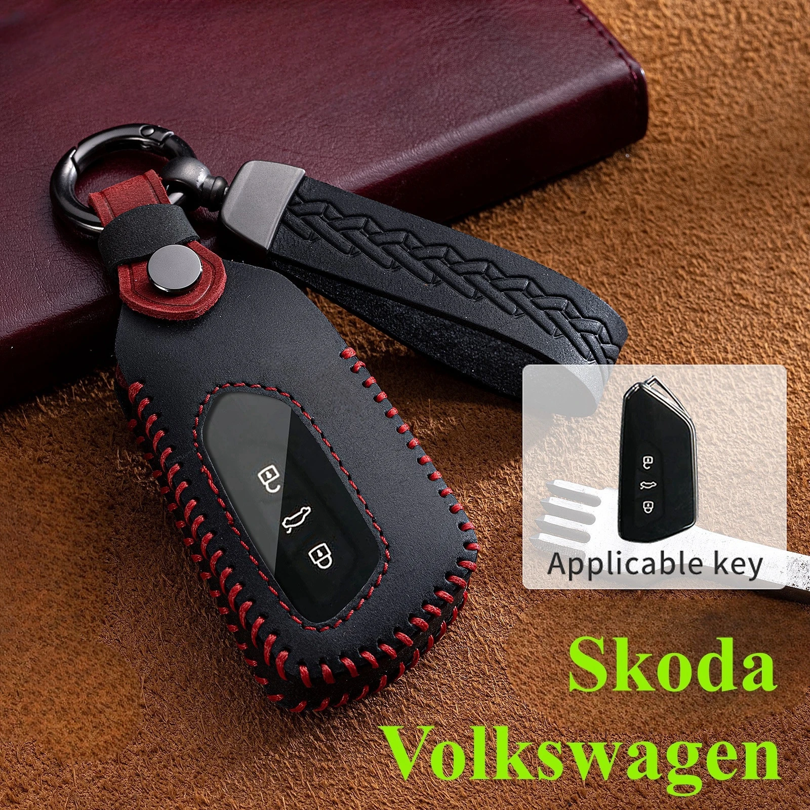 

New Leather Car Key Cover For VW Volkswagen Golf 8 MK8 ID.3/4 Cupra Skoda Octavia A8 SEAT Leon MK4 2020 -2023 Formentor Tarraco