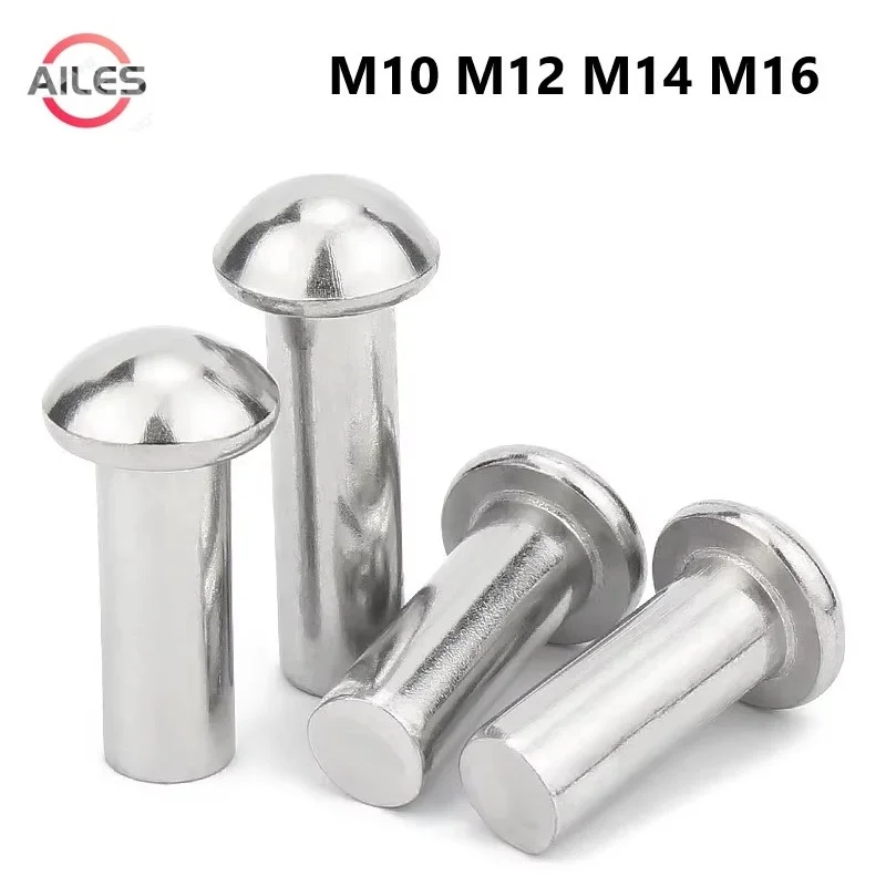 

M10 M12 M14 M16 A2-70 304 Stainless Steel Button Round Head Solid Rivet Self Plugging GB867