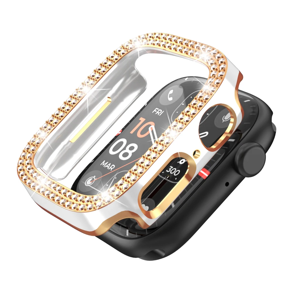 Diamond Full Protective Case for Apple Watch Series 8 7 41MM 45MM Cover For iWatch 6 SE 5 4 3 38MM 42MM 40mm 44mm Accessories