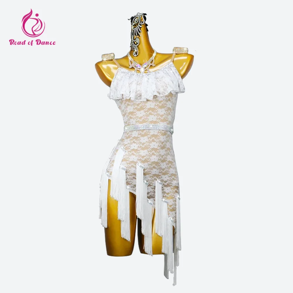 

2024 Latin Dance Dress Women Party Fringed Skirt Line Clothing Practice Competition Wear Sport Costume Stand Ballroom Girl Samba