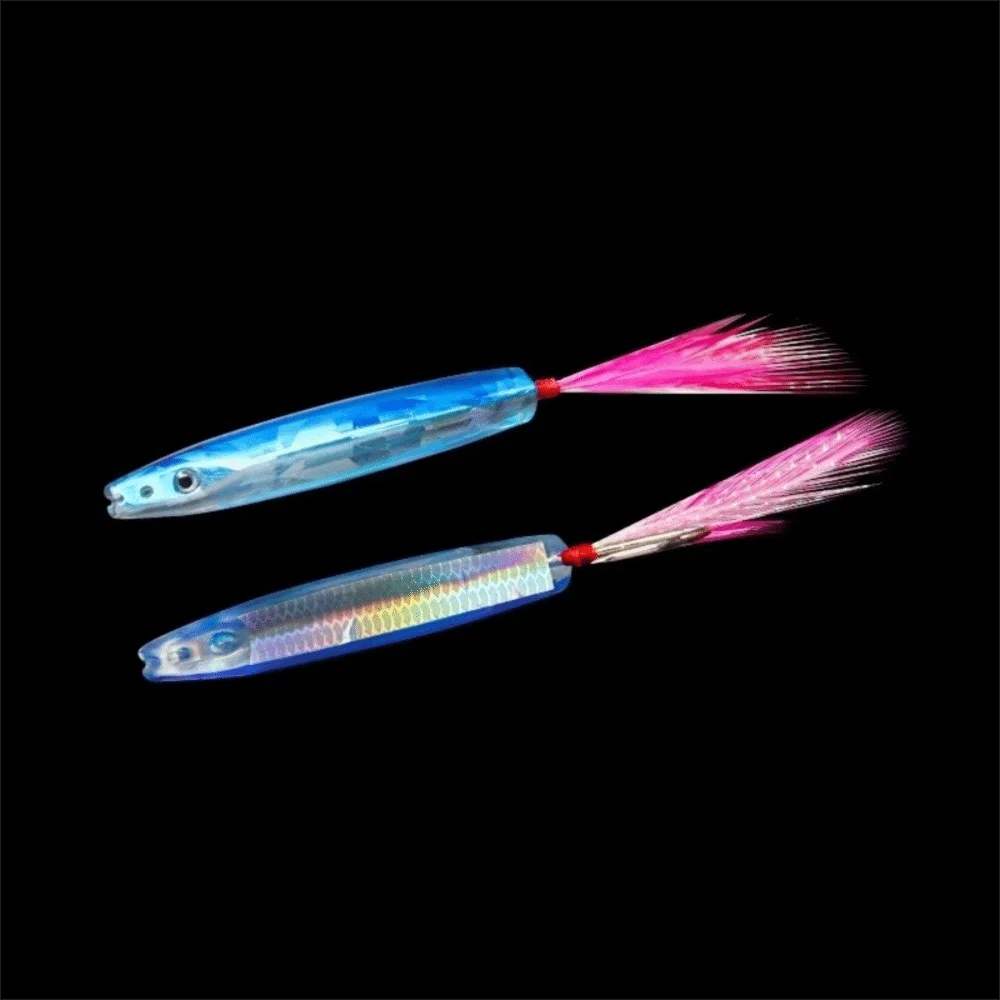 2pcs Feather Bait Fishing Lure Bow Horn Arched Body Artificial Bait Metal Cast Tangle-Free Design Matel Jig Bait Boat Fishing