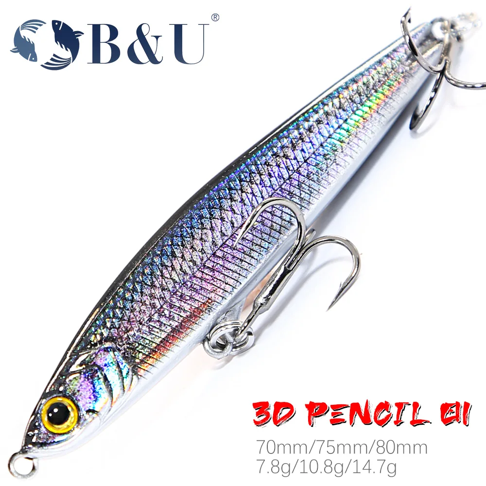 B & u sinkender Bleistift Ruck Angel köder Wobbler Bass Fisch Tackle Hart köder Angel zubehör Salzwasser köder Troll ing Fisch köder