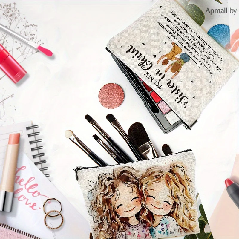 Borsa da viaggio portatile da 1 pezzo: borsa per cosmetici, accessori da viaggio, con motivo a cartoni animati, materiale in poliestere resistente, adatta per pendolarismo quotidiano, viaggi, uso all'aperto, borsa per cosmetici carina, regalo ideale per le giovani