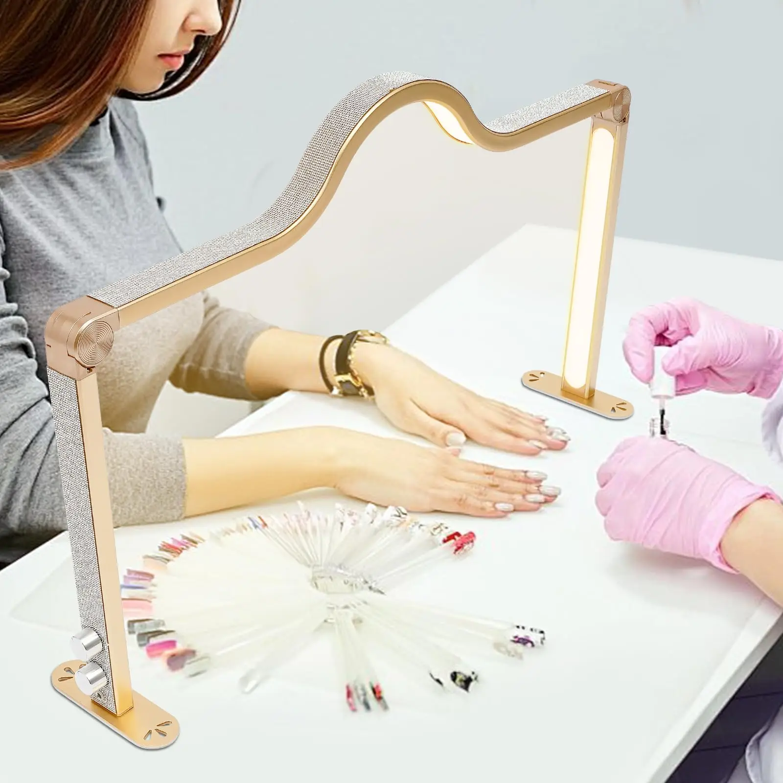 

Upgraded Nail Tech Lamp for Desk, 31in Foldable Large Nail Light, 3000-6000K Brightness & Color Temperatures Adjustable Led Manicure Lamp