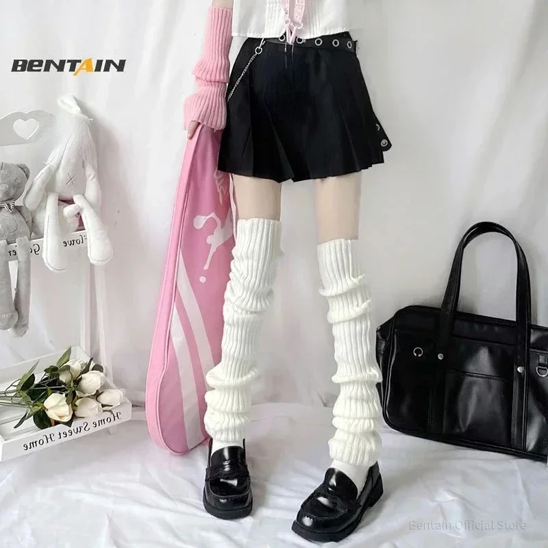 70CM Lengthened Leg Warmers Women\'s Lolita Long Socks JK College Style Knitted Warm Socks Autumn Winter Over Knee Boot Cuffs